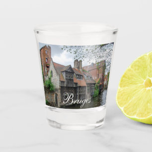 Bruges old town in Belgium Shot Glass