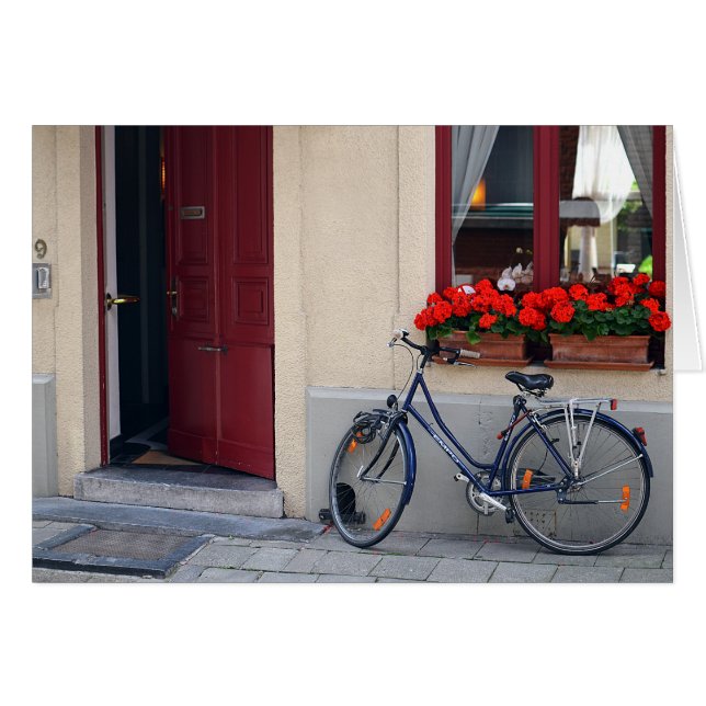 Bruges Open Door with Bicycle (Front Horizontal)