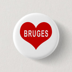 BRUGES Red Love Heart 3 Cm Round Badge