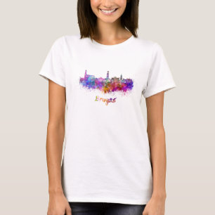 Bruges skyline in watercolor T-Shirt