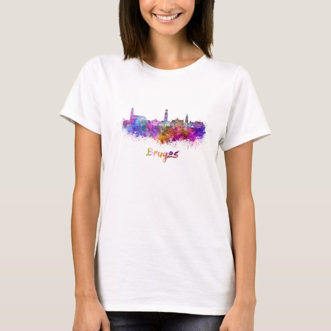 Bruges skyline in watercolor T-Shirt (Front)