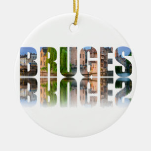 Bruges text photo composition ceramic tree decoration
