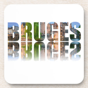 Bruges text photo composition coaster