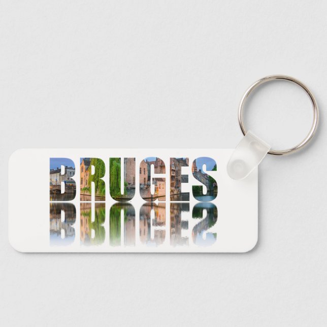 Bruges text photo composition key ring (Front)