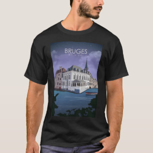 Bruges Vintage Minimal Belgium Travel Poster at Ni T-Shirt