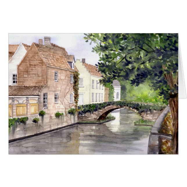 Bruges Watercolor Painting by Farida Greenfield (Front Horizontal)