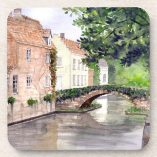 Bruges Watercolor Painting by Farida Greenfield Coaster