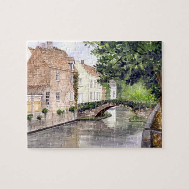 Bruges Watercolor Painting by Farida Greenfield Jigsaw Puzzle (Horizontal)