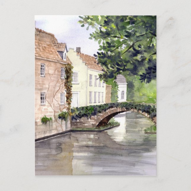 Bruges Watercolor Painting by Farida Greenfield Postcard (Front)