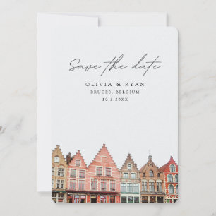Bruges Wedding Belgium Save the Date Invitation