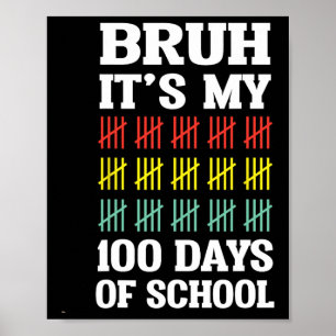 Bruh 100 Days Of School Kids Funny 100th Day Of Sc Poster