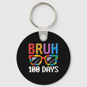 Bruh 100 Days Of School Sungles Bulding Block Buil Key Ring