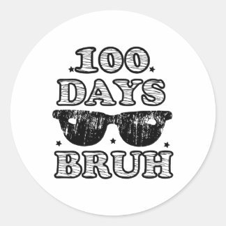 Bruh 100 Days Of School Sungles  Classic Round Sticker