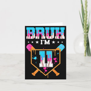 Bruh 11th Birthday Boy Baseball Ice Cream Drip 11 Card