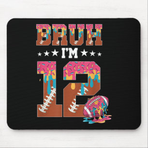 Bruh 12th Birthday Boy Football Ice Cream Drip 12 Mouse Mat
