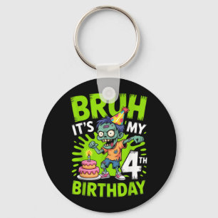 Bruh 4th Birthday Zombie Kids Party Halloween Fun Key Ring