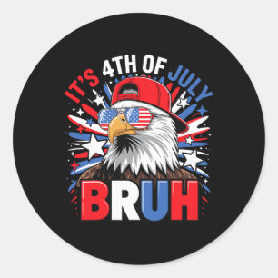Bruh 4th Of July Boys Kids Fourth Of July Bald Eag Classic Round Sticker