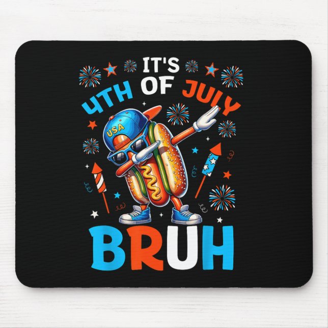 Bruh 4th Of July Boys Kids Hotdog Funny Fourth Of  Mouse Mat (Front)