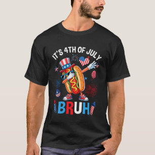 Bruh 4th Of July Boys Kids Hotdog Funny Fourth Of T-Shirt