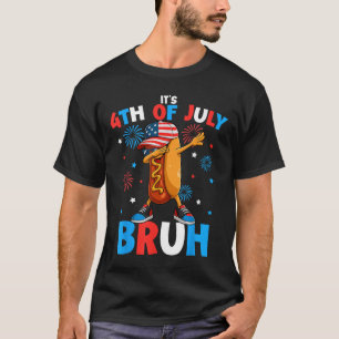 Bruh 4th Of July Funny Hotdog Fourth Of July Boys T-Shirt