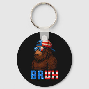 Bruh 4th Of July Teens Boys Kids Patriotic Bigfoot Key Ring