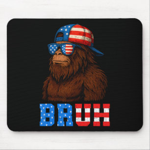 Bruh 4th Of July Teens Boys Kids Patriotic Bigfoot Mouse Mat