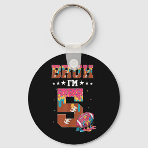 Bruh 5th Birthday Boy Football Ice Cream Drip 5 Ye Key Ring