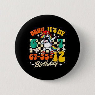 Bruh 67-5512 12th Birthday Dabbing Unicorn Cool 6 Cm Round Badge
