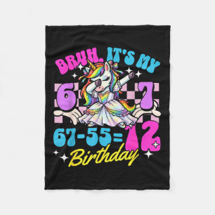 Bruh 67-5512 12th Birthday Dabbing Unicorn Girl Fleece Blanket