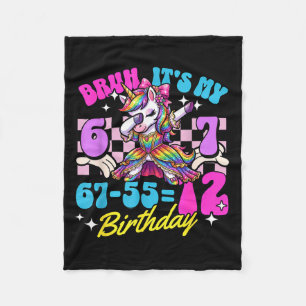 Bruh 67-5512 12th Birthday Unicorn Dabbing Girl Fleece Blanket