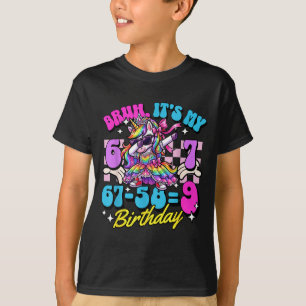 Bruh 67-589 9th Birthday Princess Unicorn Girl Kid T-Shirt