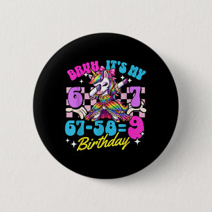 Bruh 67-589 9th Birthday Unicorn Dabbing Girl Kid 6 Cm Round Badge