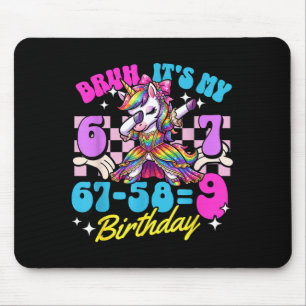 Bruh 67-589 9th Birthday Unicorn Dabbing Girl Kid Mouse Mat