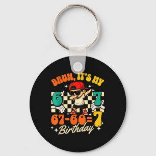 Bruh 67-607 7th Birthday Cool Boy Dabbing Party Key Ring