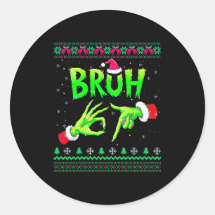 Bruh 67 Christmas Ugly Sweater Six Seven Meme 6 7 Classic Round Sticker