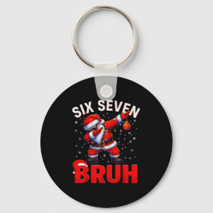 Bruh 67 Dabbing Santa Funny Meme Six Seven Christm Key Ring