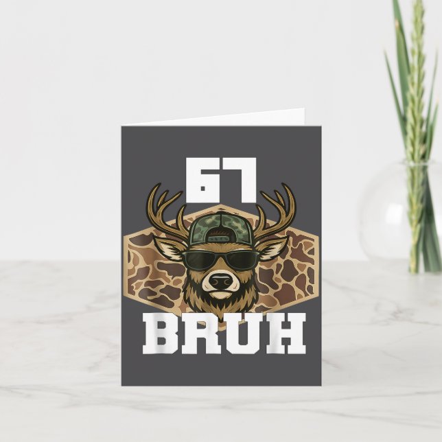 Bruh 67 Deer Funny Deer Hunting Camo Hat Youth Tee Card (Front)