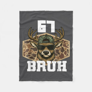 Bruh 67 Deer Funny Deer Hunting Camo Hat Youth Tee Fleece Blanket