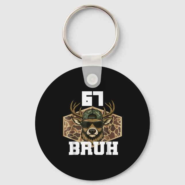Bruh 67 Deer Funny Deer Hunting Camo Hat Youth Tee Key Ring (Front)