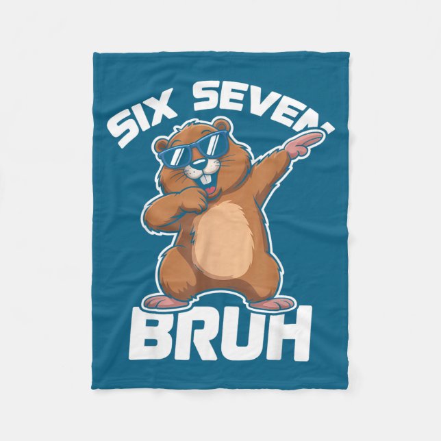 Bruh 67 Funny Groundhog 6-7 Meme Pyjamas Boys Girl Fleece Blanket (Front)