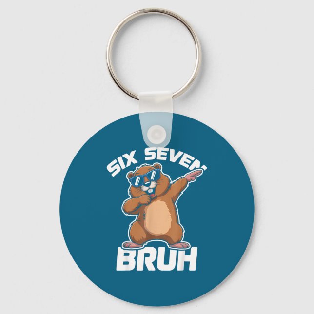 Bruh 67 Funny Groundhog 6-7 Meme Pyjamas Boys Girl Key Ring (Front)