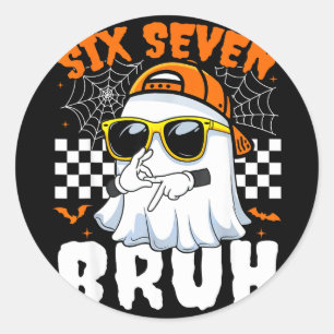 Bruh 67 halloween funny six seven meme brainrot classic round sticker