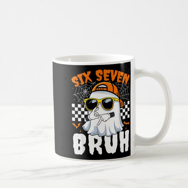 Bruh 67 Halloween Funny Six Seven Meme Brainrot Coffee Mug (Right)