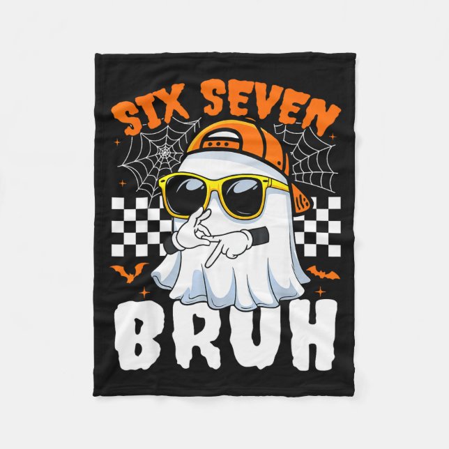 Bruh 67 Halloween Funny Six Seven Meme Brainrot Gh Fleece Blanket (Front)