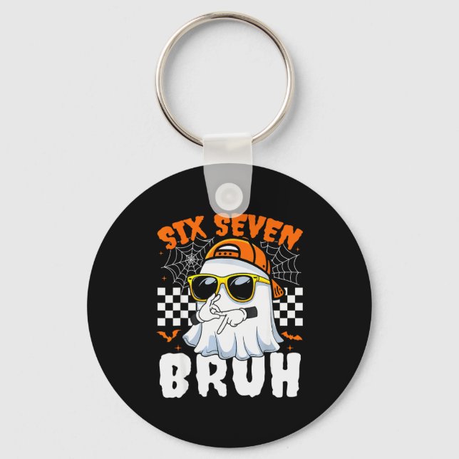 Bruh 67 Halloween Funny Six Seven Meme Brainrot Gh Key Ring (Front)