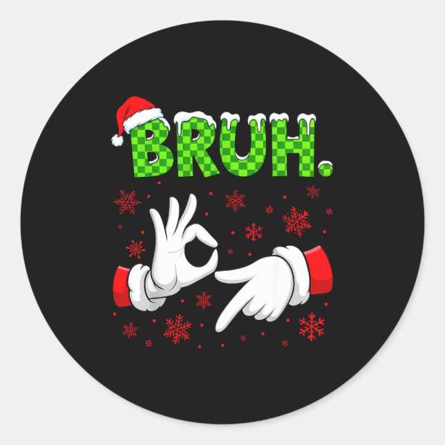 Bruh 67 Santa Hand Six Seven Meme Christmas Matchi Classic Round Sticker (Front)