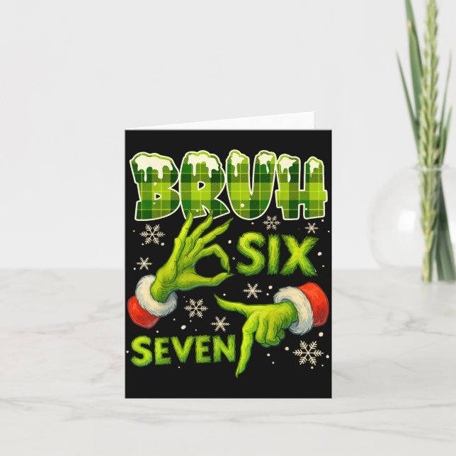 Bruh 67 Six Seven 6 7 Meme Christmas Funny Gen Alp Card (Front)