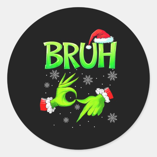Bruh 67 Six Seven 6 7 Meme Christmas Funny Gen Alp Classic Round Sticker (Front)