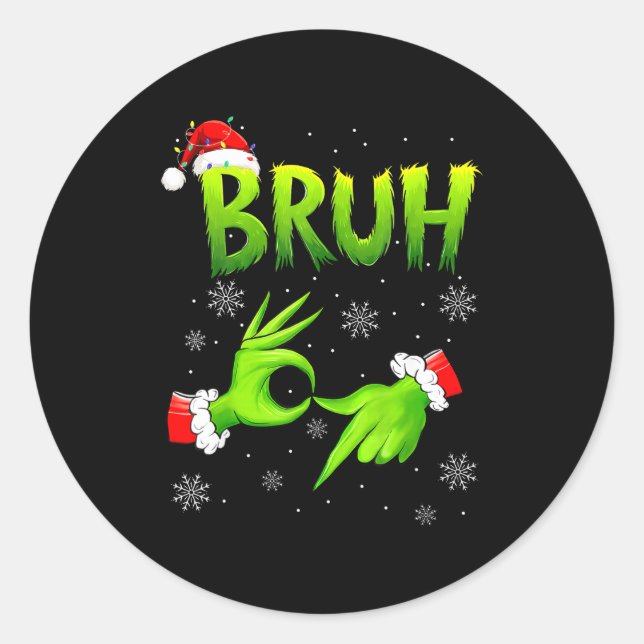 Bruh 67 Six Seven 6 7 Meme Christmas Funny Gen Alp Classic Round Sticker (Front)