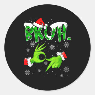 Bruh 67 Six Seven 6 7 Meme Christmas Funny Gen Alp Classic Round Sticker